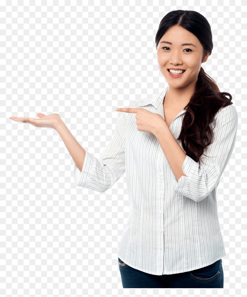 2570x3125 Women Pointing Left Girl Promoting A Product HD PNG Download