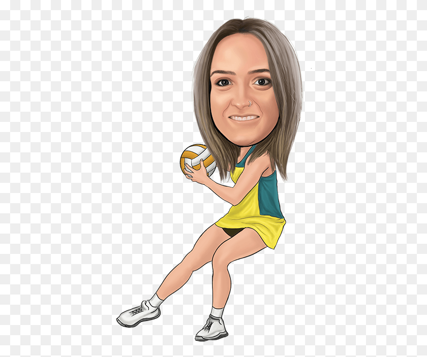 386x643 Womens Netballer Women Volleyball Player Caricature, Female, Person, Blonde HD PNG Download