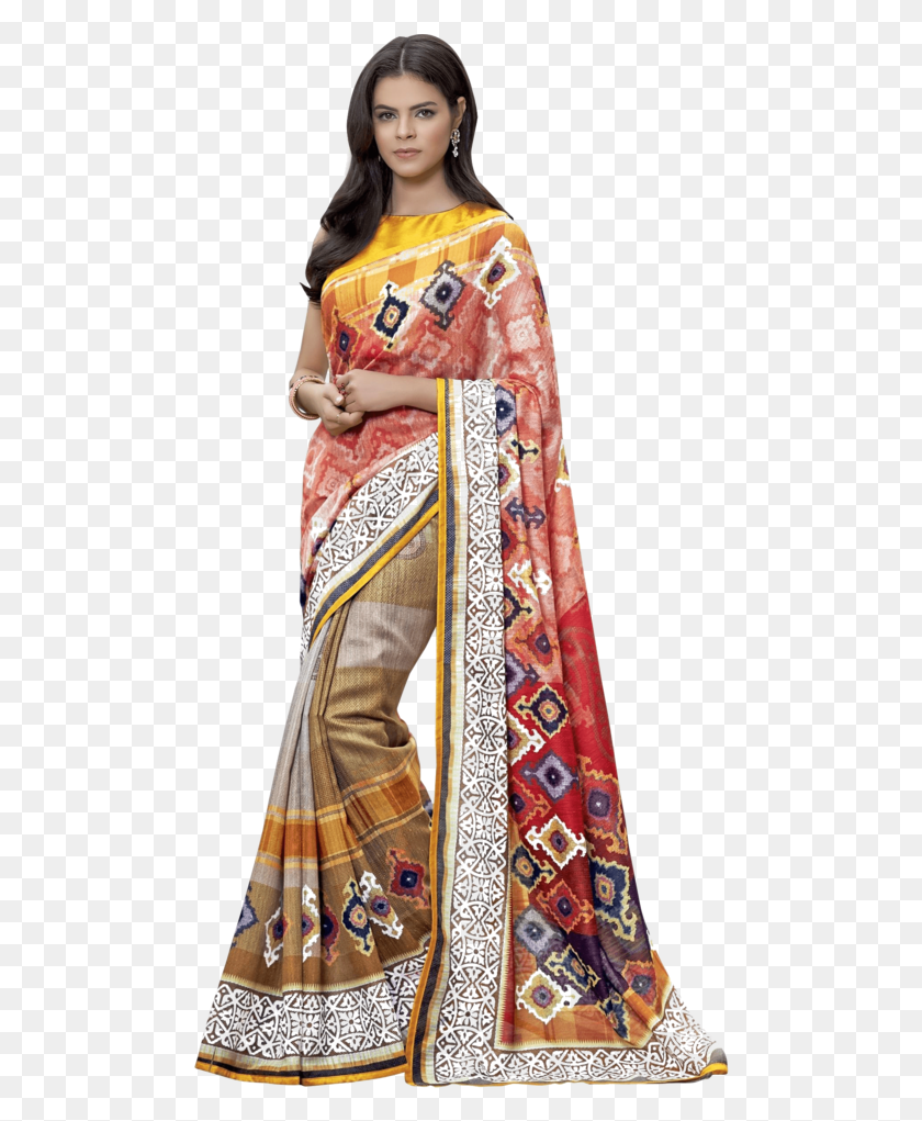 489x961 Womens Printed Saree Silk, Clothing, Apparel, Sari HD PNG Download