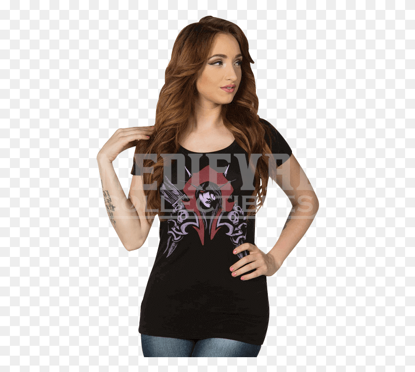 462x693 Womens World Of Warcraft Lady Sylvanas Scoop T Shirt Sylvanas Windrunner, Clothing, Apparel, Female HD PNG Download
