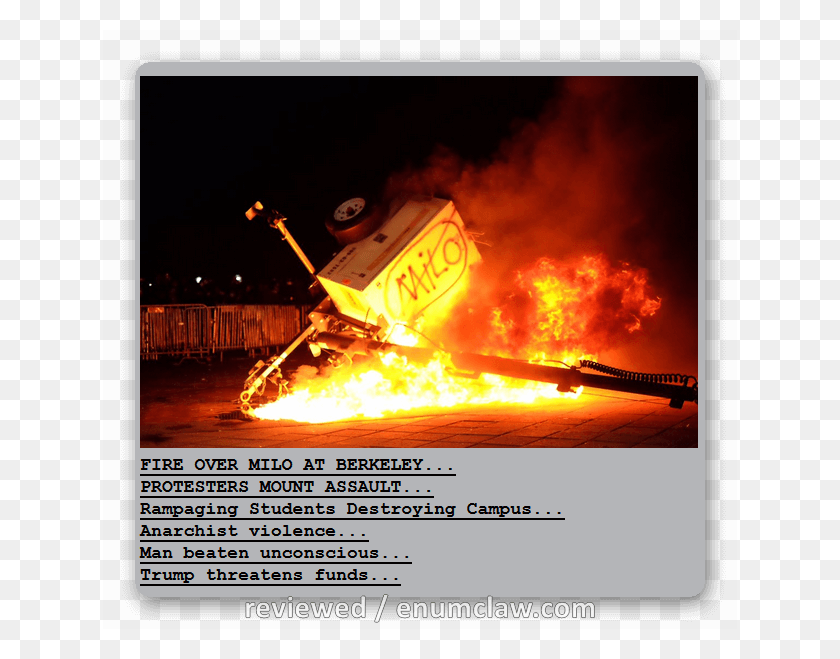 634x599 Wonder Not Why Juries Refuse To Embrace Facts And Truth Milo Yiannopoulos Uc Berkeley, Fire, Flame, Bonfire HD PNG Download