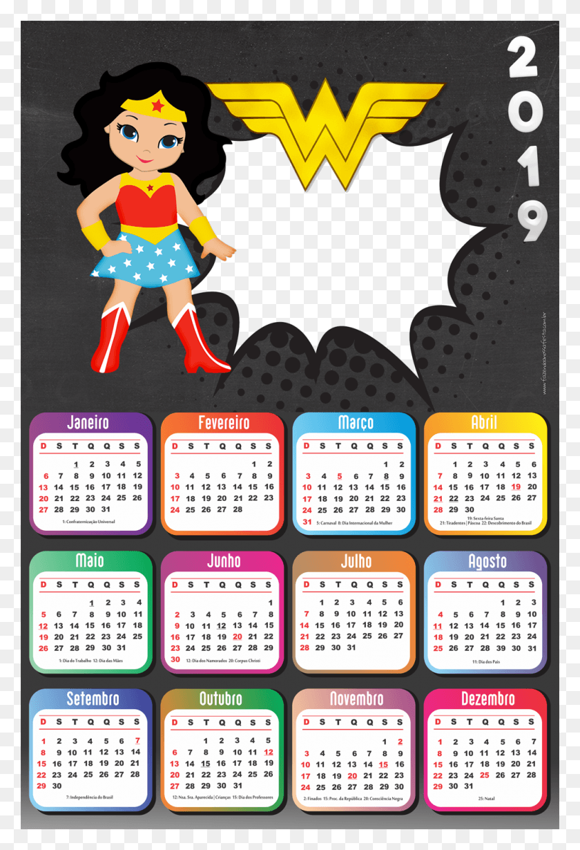 1000x1500 Wonder Woman Calendar 2019, Text, Mobile Phone, Phone HD PNG Download