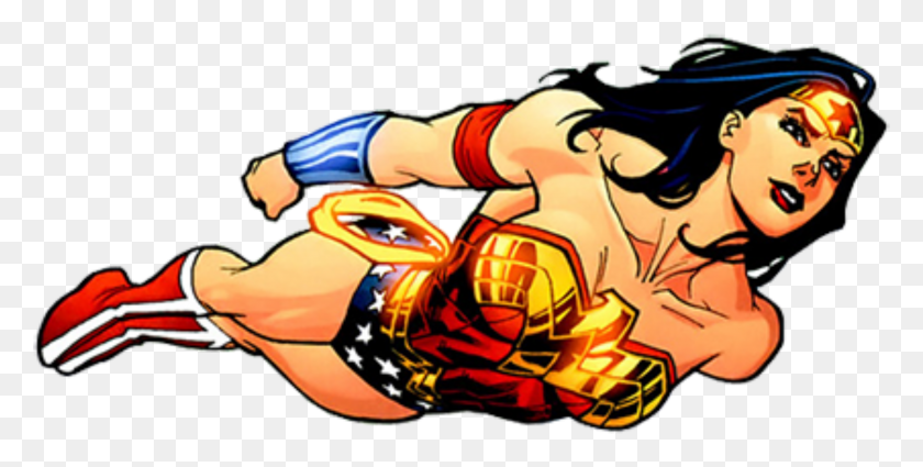 4097x1921 Wonder Woman Clipart Animated Transparent Wonder Woman Wonder Woman Comic Flying HD PNG Download