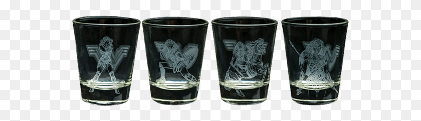 553x182 Wonder Woman Frosted Shot Glass Set Pint Glass, Cup, Coffee Cup, Goblet HD PNG Download