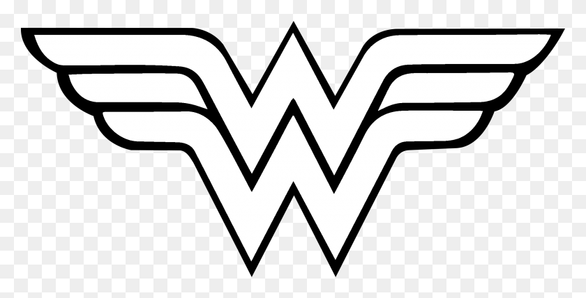 2400x1135 Wonder Woman Logo Black And White Wonder Woman Logo, Axe, Tool, Label HD PNG Download