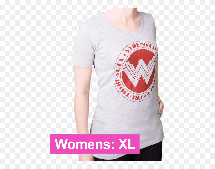 447x601 Wonder Woman Red Logo Women39s T Shirt Emblem, Clothing, Apparel, T-shirt HD PNG Download