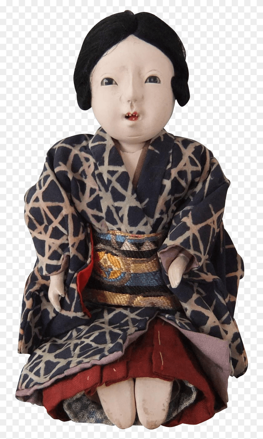745x1343 Wonderful Vintage Japanese Ichimatsu Gofun Girl Doll Japanese Dolls, Clothing, Apparel, Robe HD PNG Download