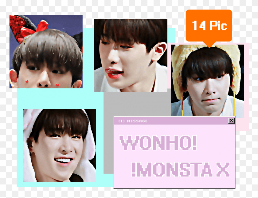 983x736 Wonho Monsta X 14pic Link Collage, Poster, Advertisement, Person HD PNG Download