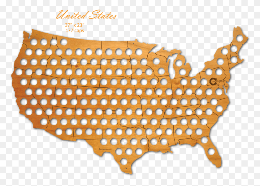 973x678 Wood Country Maps Polka Dot Map Of Us, Honey, Food, Honeycomb HD PNG Download