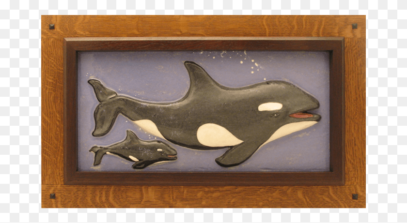 671x401 Wood Frame With Orca Tile Picture Frame, Sea Life, Animal, Mammal HD PNG Download