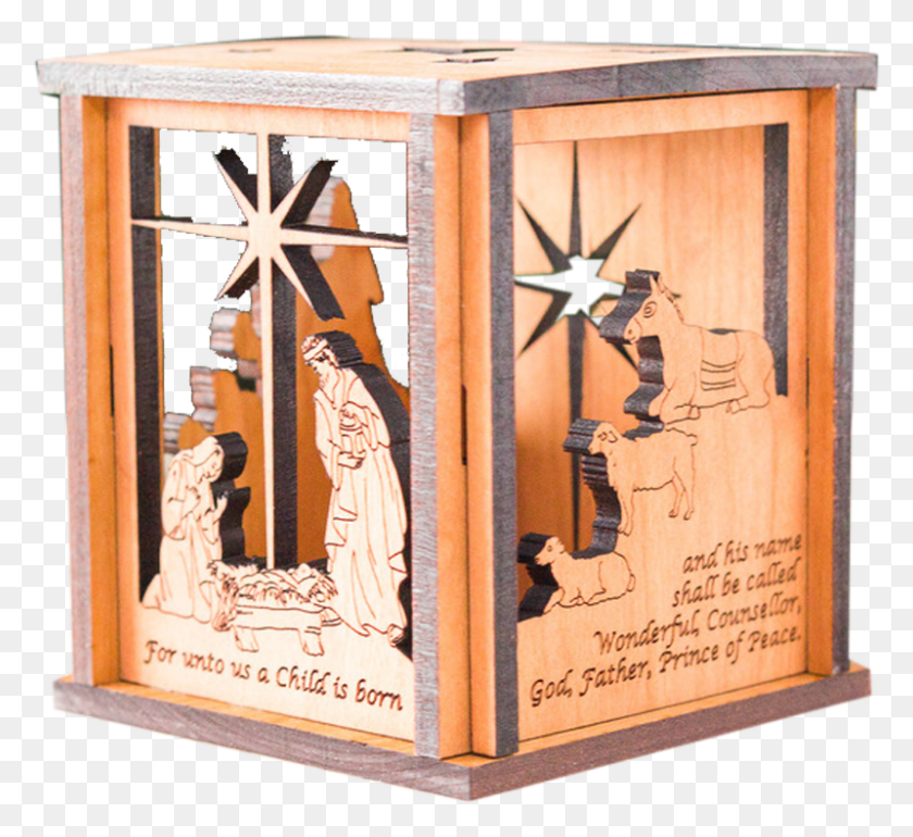 800x729 Wood Nativity Box Cupboard, Person, Human, Lamp HD PNG Download