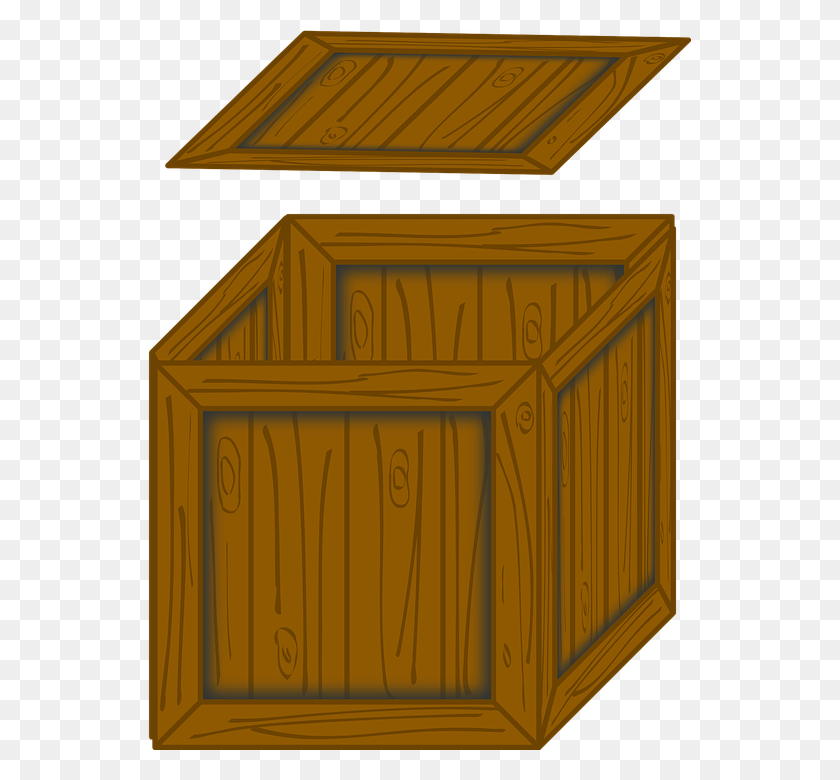 543x720 Wooden Box Opened Opening Lid Squares Sides Cube Wood Box With Transparent Background, Crate, Gate HD PNG Download