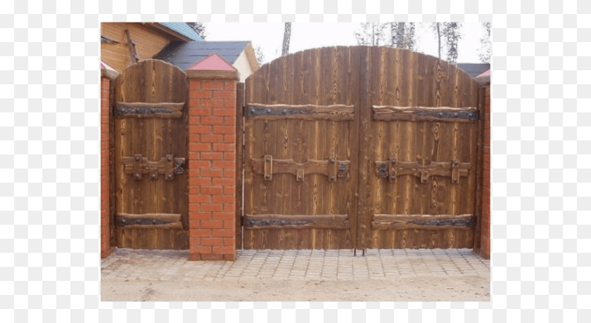 555x400 Wooden Gate With A Wicket Zabor Iz Neobreznoj Doski HD PNG Download