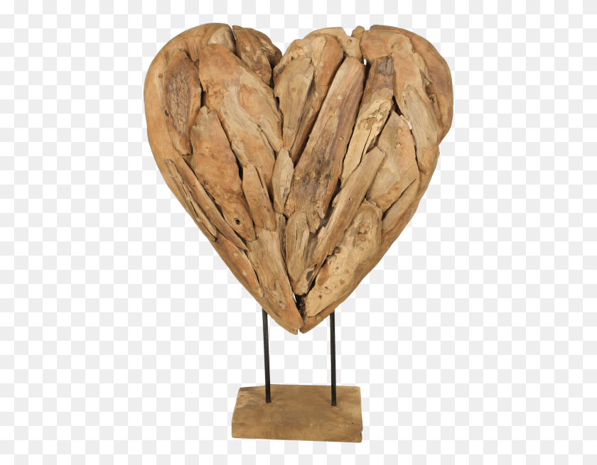 439x595 Wooden Heart Sculpture Large Teak Hart, Wood, Plant, Fungus HD PNG Download