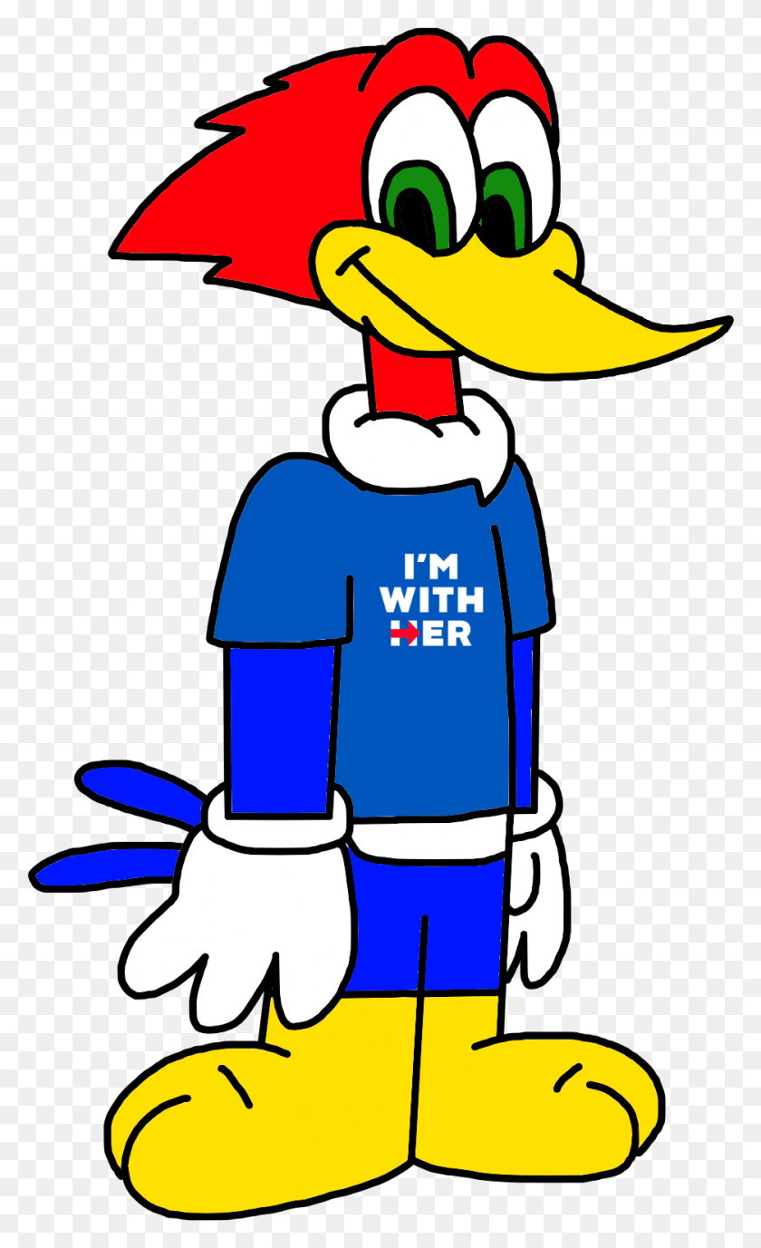 934x1578 Woody Woodpecker Supports Hillary Clinton By Marcospower1996 Dadrvzw I39m With Her, Clothing, Apparel, Text HD PNG Download