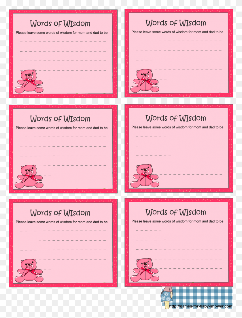 1167x1559 Words Of Wisdom Game Cards For Baby Shower In Pink Passing The Parcel Dares, Text, Label HD PNG Download