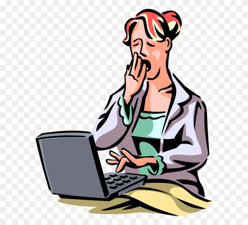 599x700 Working Vector Office Workers Tired Person Computer Clipart, Human, Doctor, Sitting HD PNG Download