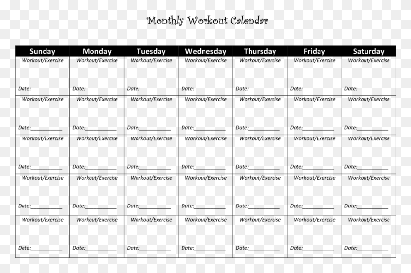 939x600 Workout Schedule Template Unique Monthly Workout Template Printable Monthly Workout Calendar, Legend Of Zelda HD PNG Download