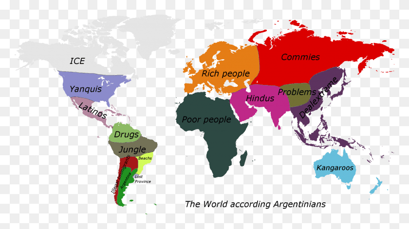 2000x1057 World According To Argentina, Map, Diagram, Plot HD PNG Download