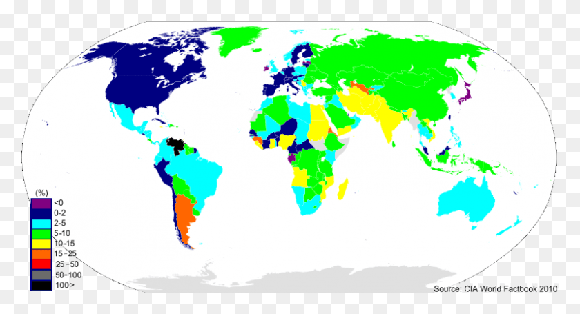 797x404 La Tasa De Inflación Mundial 2010 2 Inflación Por Paises 2016, Diagrama, Mapa, Diagrama Hd Png