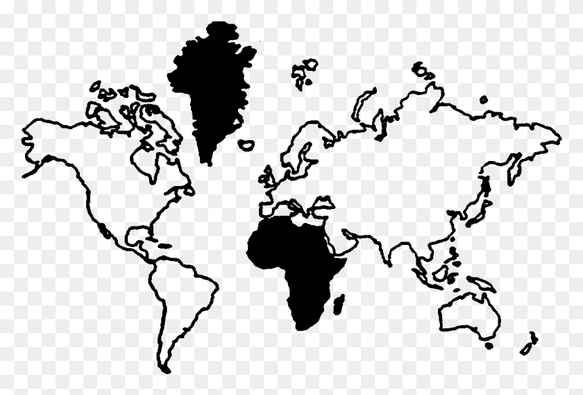 1037x678 Карта Мира Клипарт Вид На Мир Гренландия Против Карты Африки, Серый, World Of Warcraft Hd Png Скачать