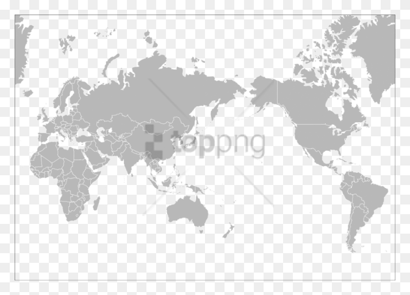 850x595 Descargar Png / Mapa Del Mundo Png