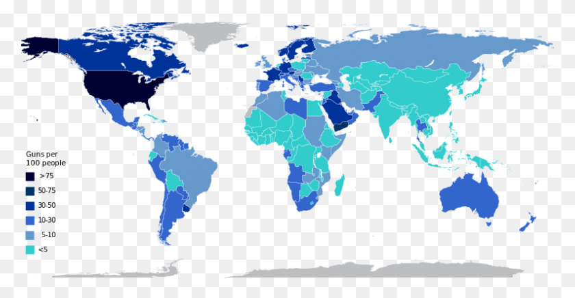793x383 Descargar Png Mapa Mundial De Los Países Civiles Propietarios De Armas Con Leyes Estrictas De Armas De Fuego, Mapa, Diagrama, Atlas Hd Png