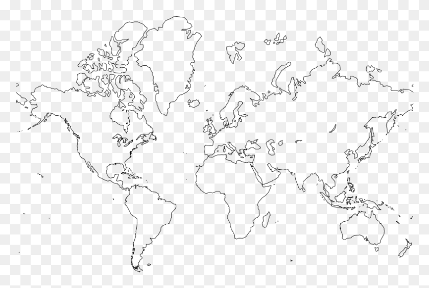 787x510 World Map Outline Large, Gray, World Of Warcraft HD PNG Download