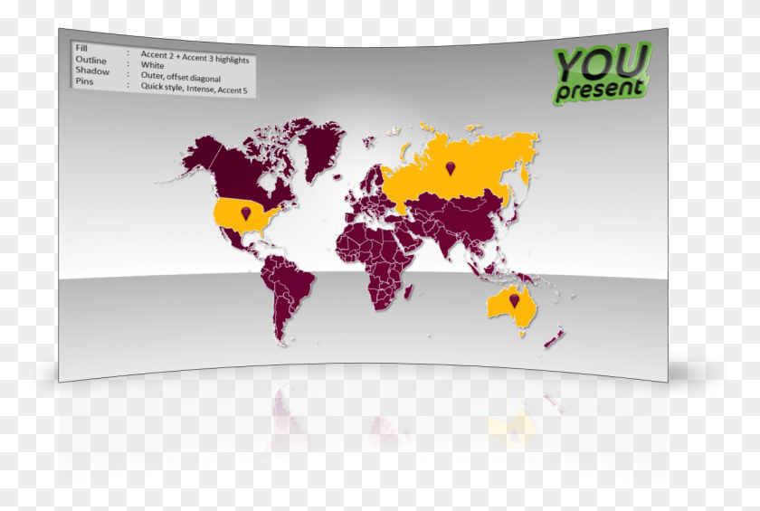 1266x820 World Map Template For Powerpoint By Youpresent World Map Gray Color, Graphics, Plot HD PNG Download