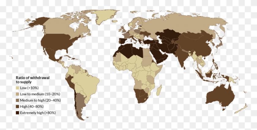 1059x496 World Map Water Countries With Water Scarcity 2018, Map, Diagram, Atlas HD PNG Download