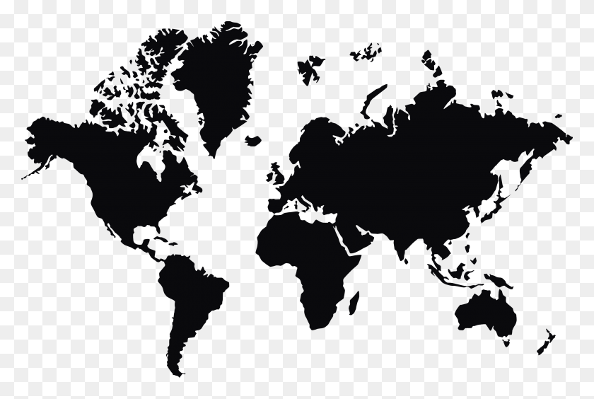2953x1911 World Map World Map Vector Black And White, Stencil, Map, Diagram HD PNG Download
