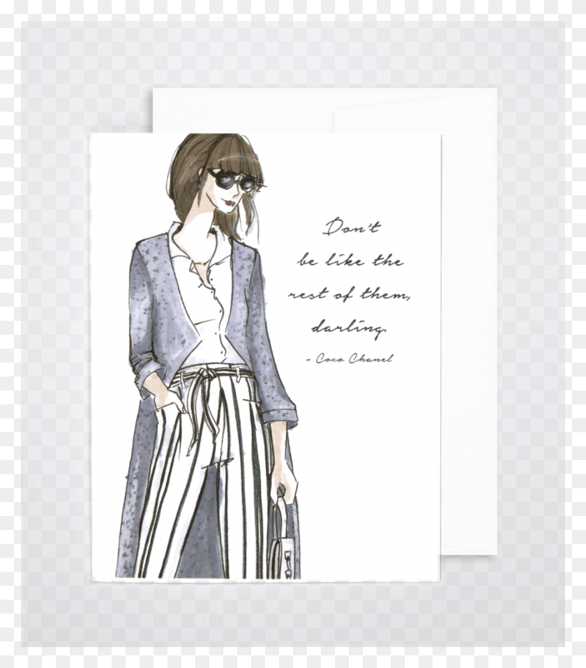 889x1024 Woven Ink Fashion Illustration Card Chanel Fashion Illustration, Person, Clothing, Sleeve HD PNG Download