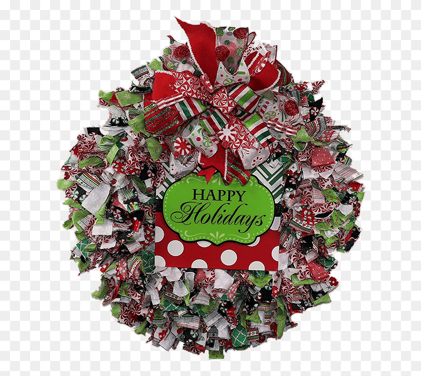 622x690 Wreath 3 Wreaths Christmas Fabric Wreath, Wedding Cake, Cake, Dessert HD PNG Download