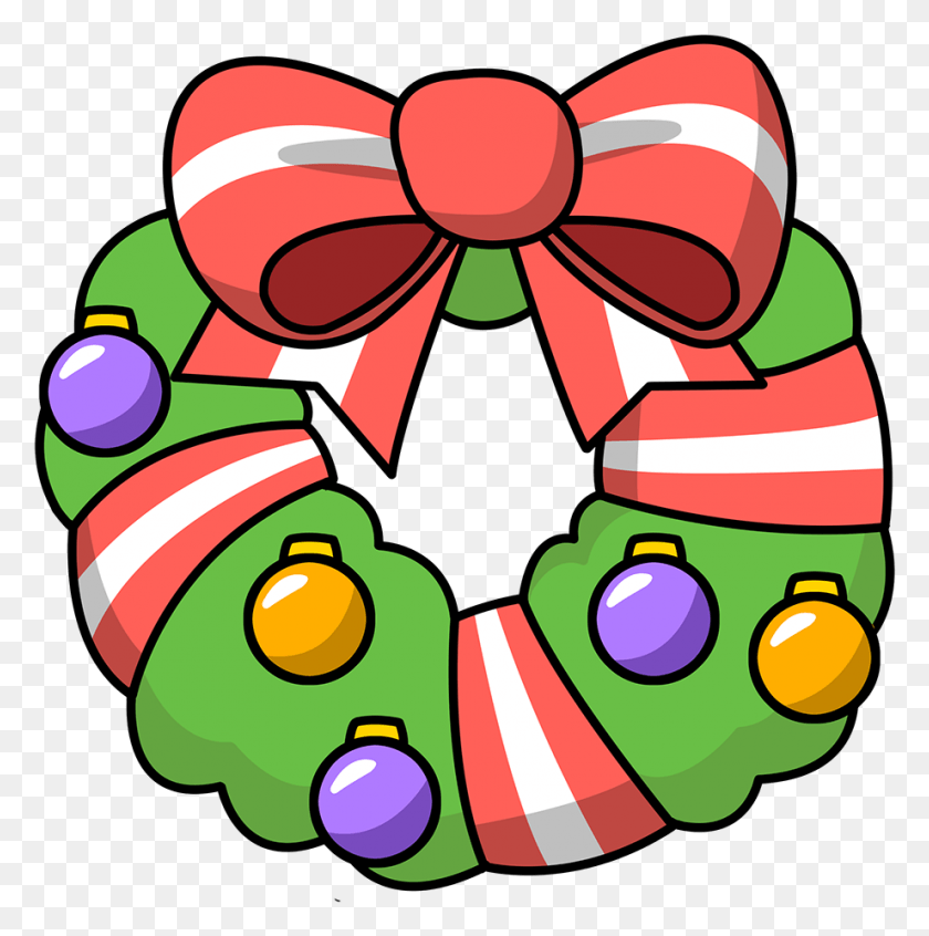 921x929 Wreath Clipart Christmas Garland Free Images Image Transparent Cartoon Christmas Clipart, Dynamite, Bomb, Weapon HD PNG Download
