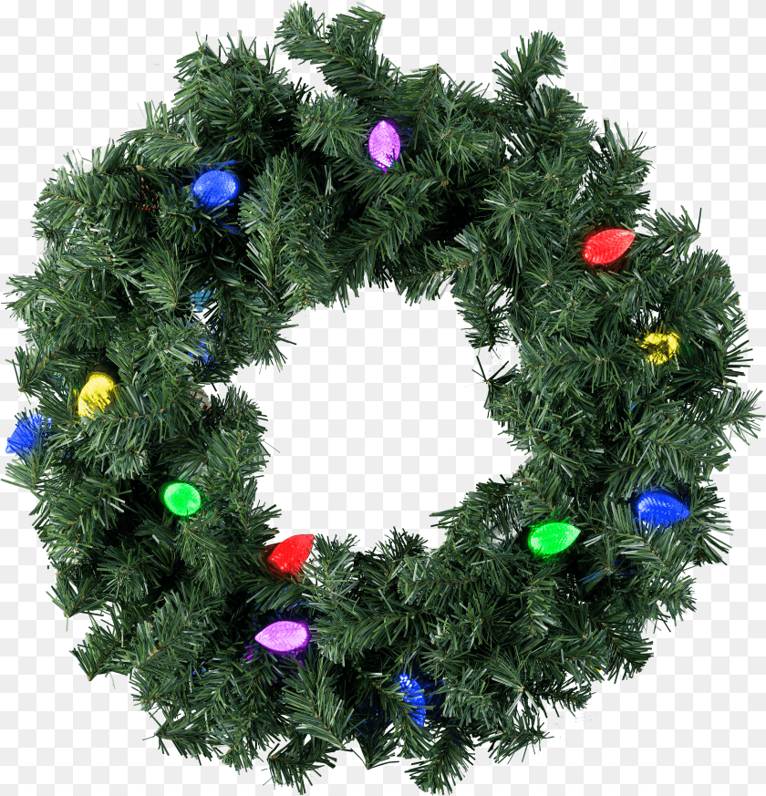 Wreath With Christmas Lights Clipart PNG