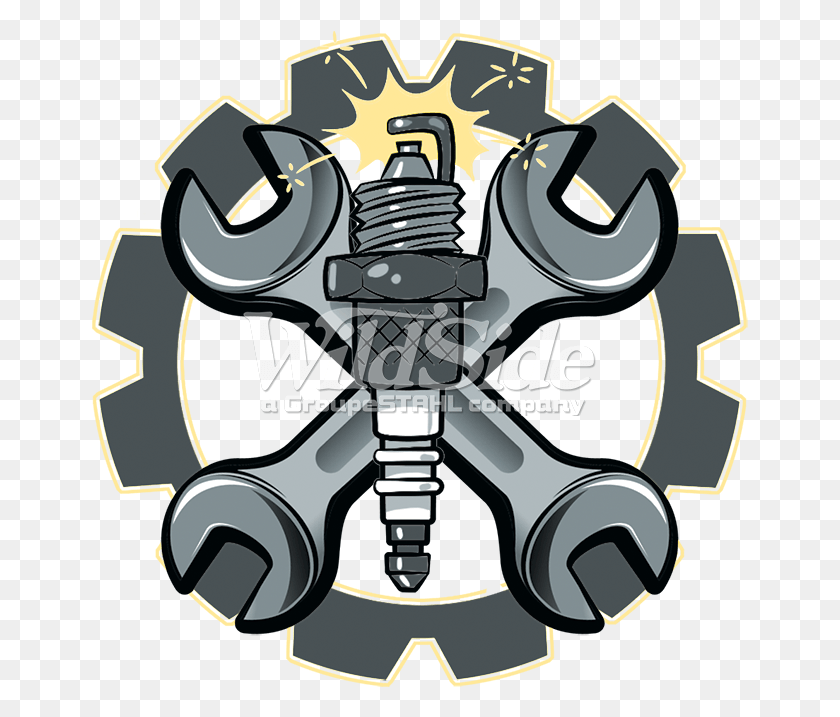 657x657 Wrenches Gear Spark Plug Logo Wrenches And Spark Plug, Machine, Motor, Suspension HD PNG Download