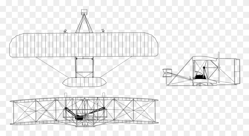968x494 Descargar Png Wright Flyer 1903 3 View Drawing Of Wright Brothers, Gray, World Of Warcraft Hd Png