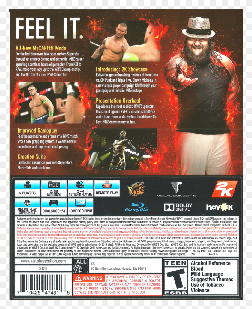 803x999 Wwe 2K15 Back Flyer, Persona, Humano, Póster Hd Png