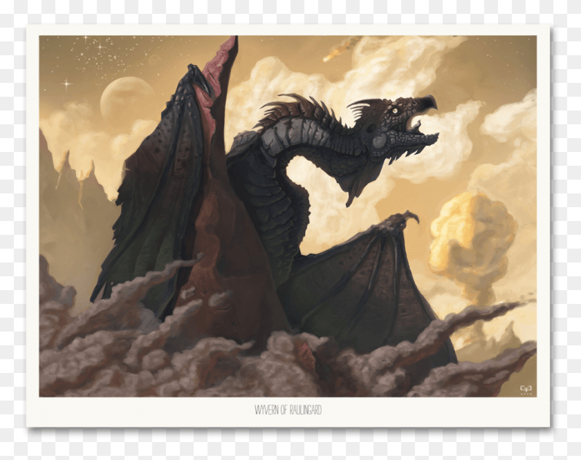 888x690 Wyvern 01 Picture Frame, Dragon HD PNG Download