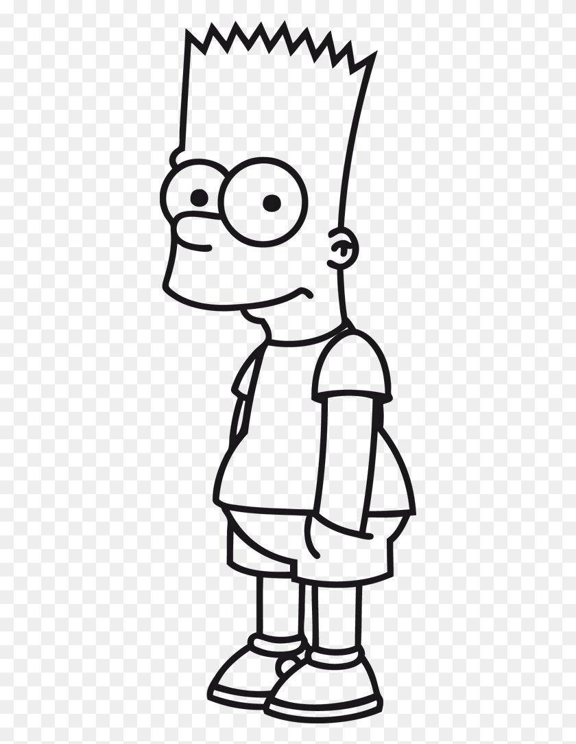 374x1024 X 1024 4 Bart Simpson Black And White, Text, Clothing, Apparel HD PNG Download