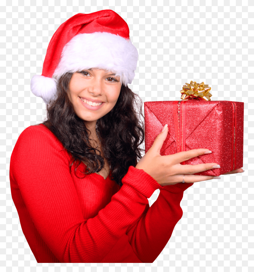 1130x1215 X 1277 Девушка Санта-Клаус Кепка, Подарок, Человек, Человек Hd Png Скачать