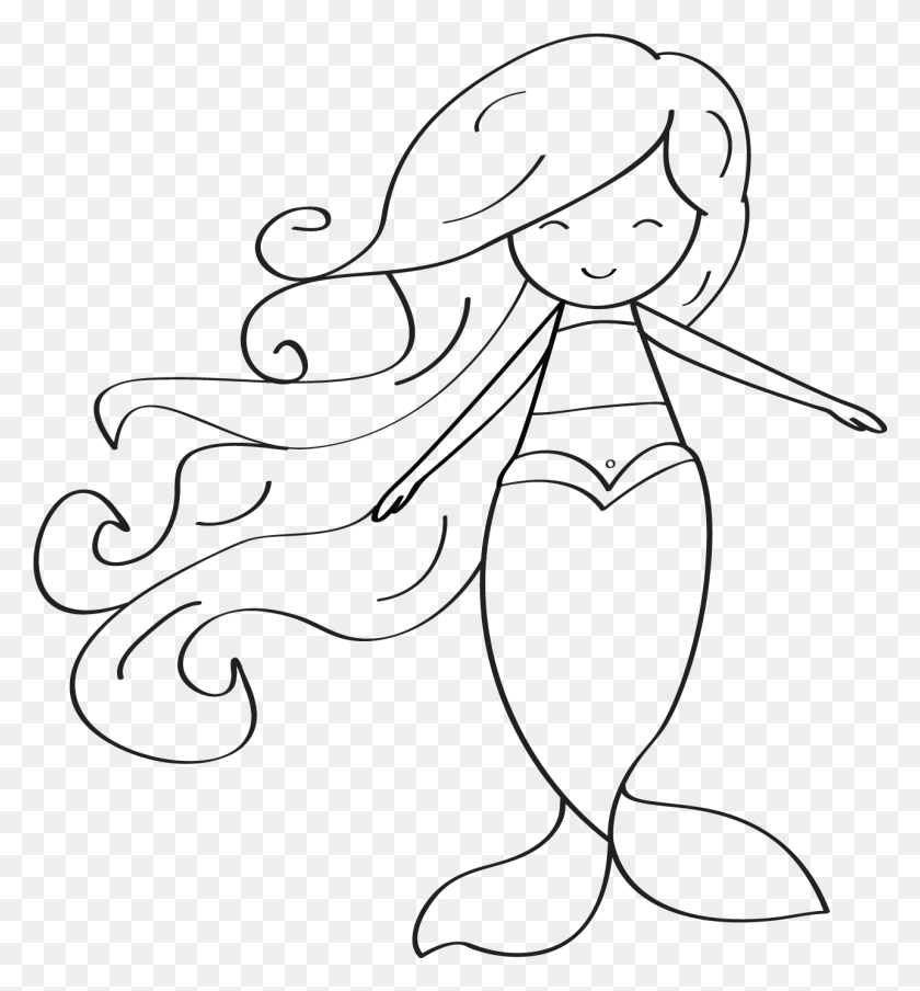 1286x1393 X 1535 18 Simple Mermaid Clipart Black And White, Text HD PNG Download