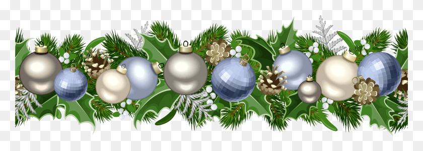 4974x1533 X 1536 25 0 Blue Christmas Garland Clipart, Green, Sphere, Plant HD PNG Download