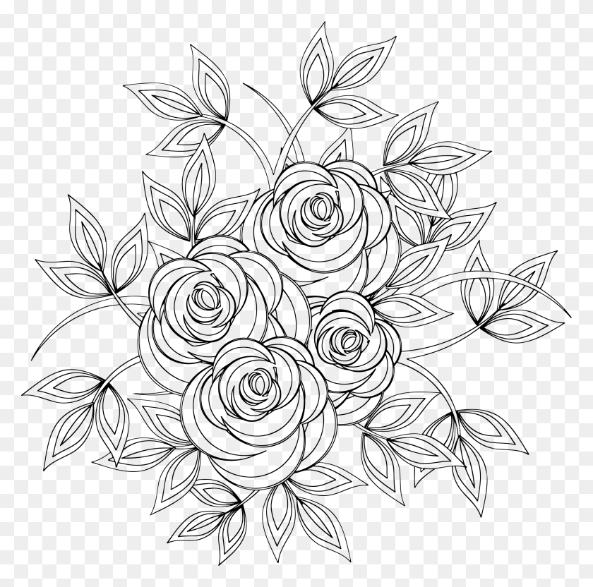 2400x2378 X 2378 2 Colour Drawing In Flower, Gray, World Of Warcraft HD PNG Download