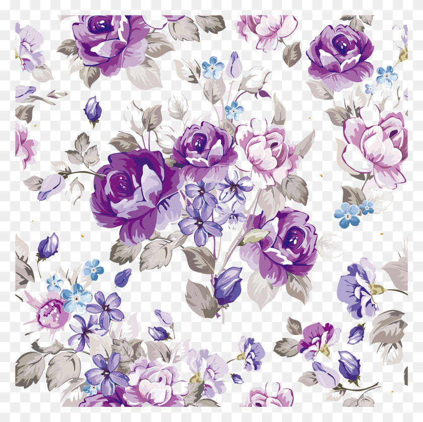 2482x2481 X 2506 10 Purple Vintage Flower Background, Floral Design, Pattern, Graphics HD PNG Download