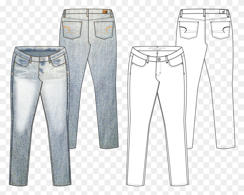 3074x2417 X 2738 8 Fashion Technical Drawing Jeans HD PNG Download