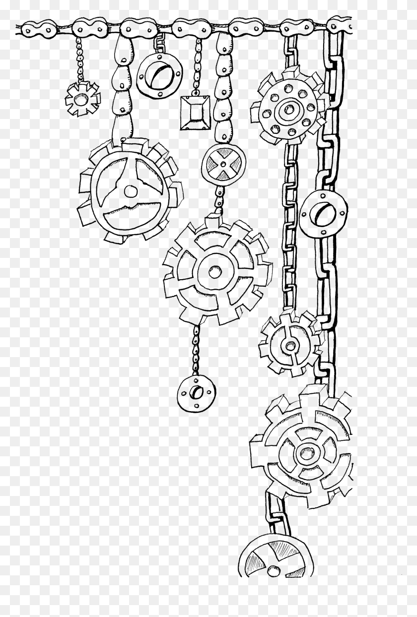 2017x3063 X 3200 11 Steampunk Cogs And Gears Drawing, Gray, World Of Warcraft HD PNG Download