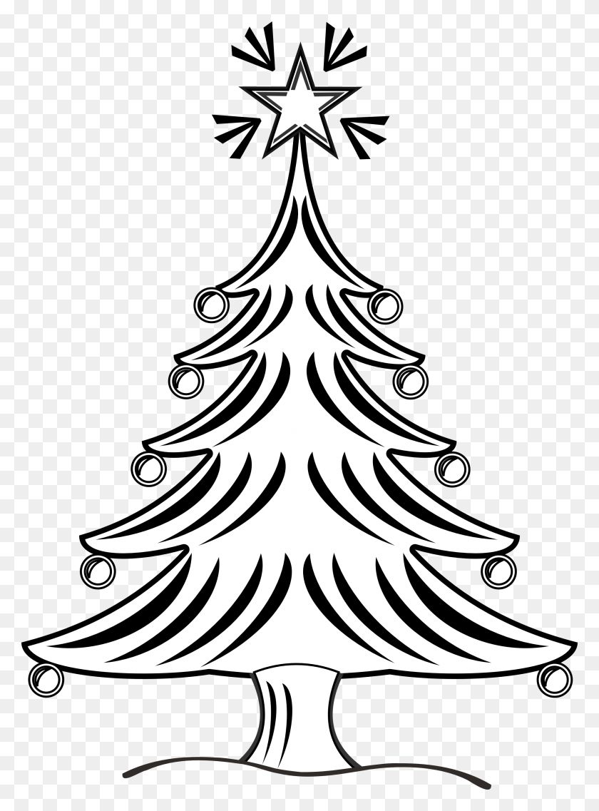 2555x3531 X 3531 4 X Mas Tree Clipart Black And White, Ornament, Stencil, Wedding Cake HD PNG Download