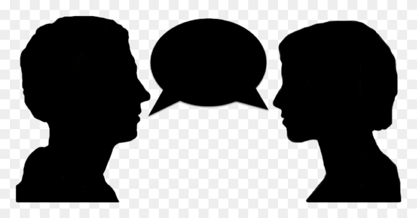 793x386 X 395 2 Silhouette Of People Talking, Clothing, Apparel, Helmet HD PNG Download