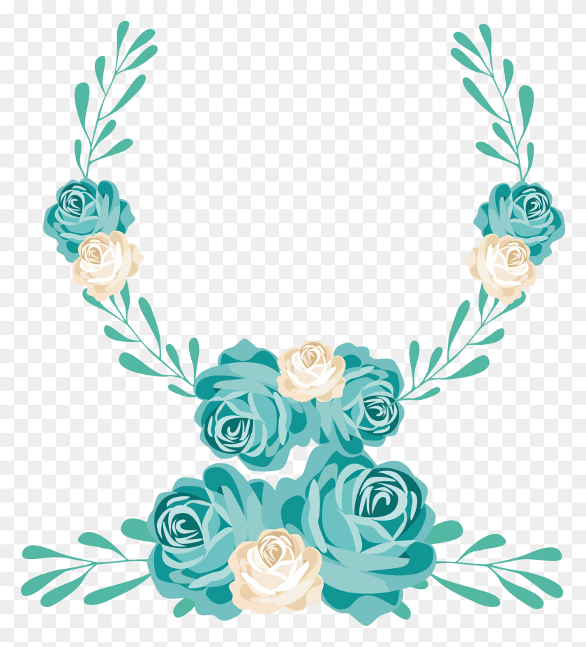 3621x4028 X 4028 11 Turquoise Floral, Graphics, Floral Design HD PNG Download